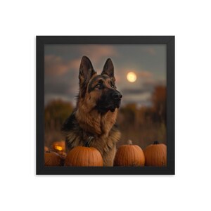 Halloween German Shepherd Poster - Premium Framed Poster | High-Quality Dog Art | Halloween Dog Art
