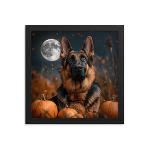 Halloween German Shepherd Poster - Premium Framed Poster | High-Quality Dog Art | Halloween Dog Art
