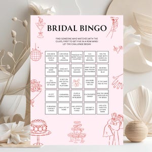 Bridal Shower Bingo Game: Chic Pink Party (Canva Template - Digital Download)