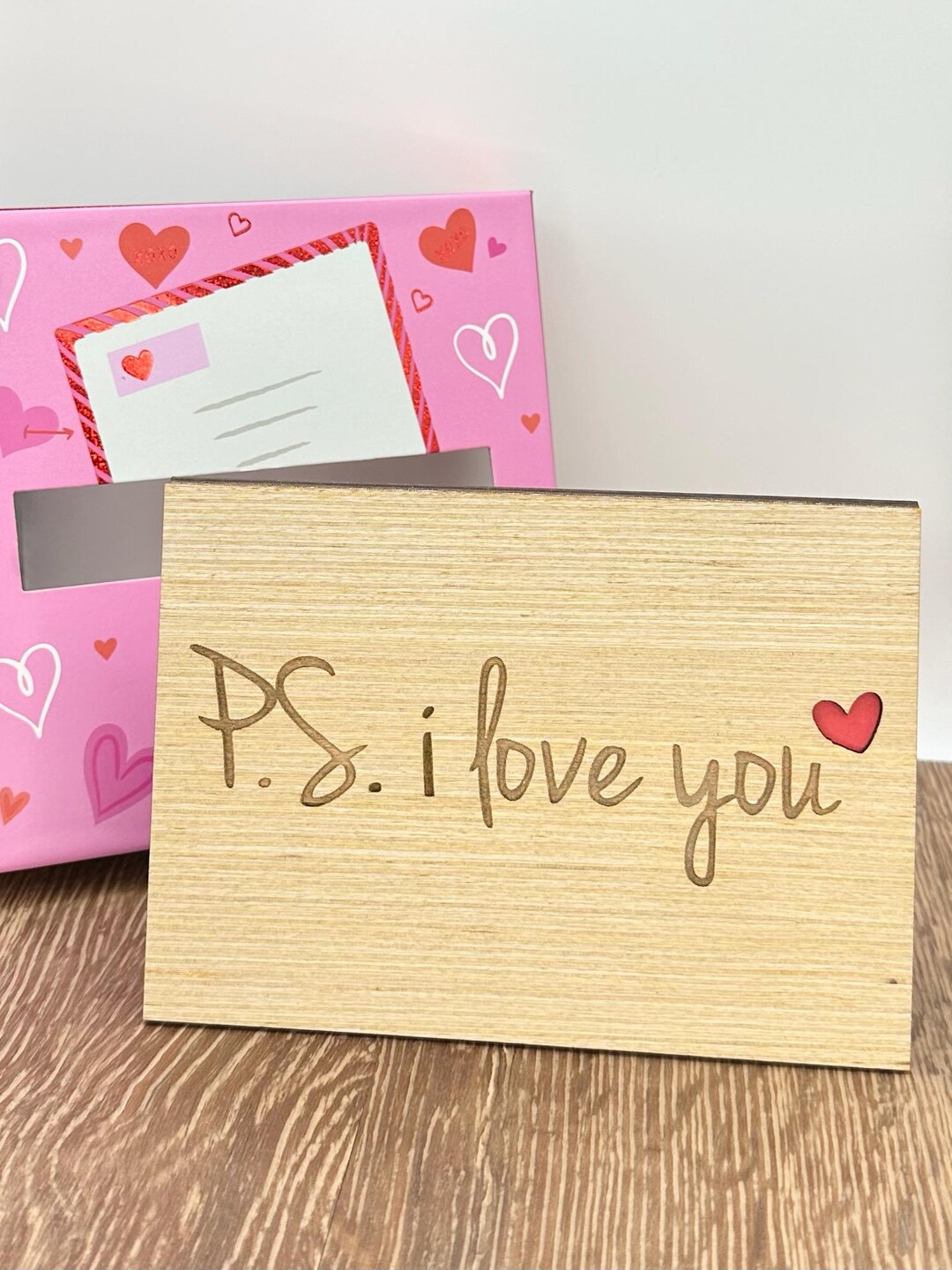 I Love You, Wooden Love Card, Happy Valentines Day Card, PS I Love You ...