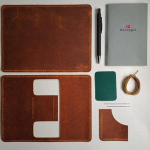 Pequeno diário de couro | Faça você mesmo (DIY), diário de couro e organizador, portfólio feito à mão com bloco de notas, presentes de escritório