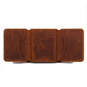 Cartera nórdica de cuero genuino de primera calidad con tres pliegues, billetera con relieve, billetera para hombre, regalo de aniversario para él