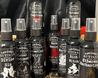 Body Mists alcohol free 100ml, Various Scents, alternative, gothic gifts
