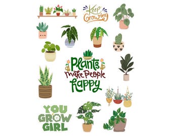 Plants Digital Printable PNG Stickers