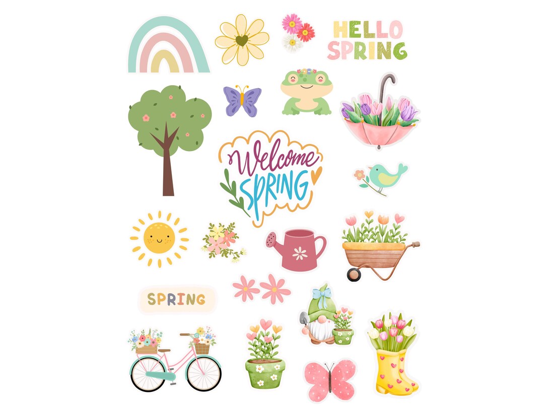 Spring Time Clear Sticker Springtime Stickers, Scrapbooking and Planner Decals (PNG, SVG, PDF) - Etsy