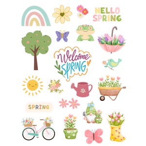 Frühling druckbare Aufkleber, PNG druckbare Aufkleber