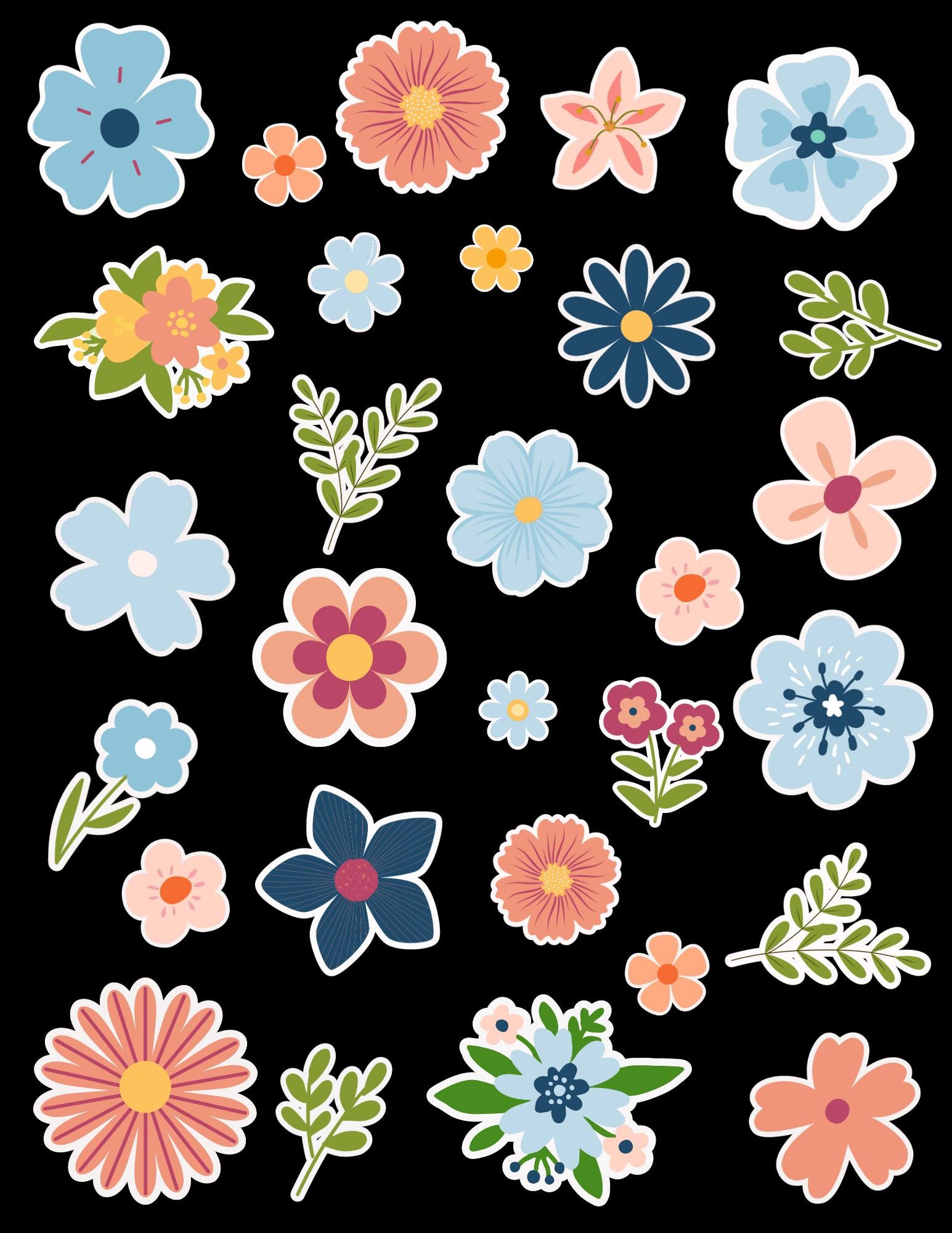 Spring Flower Digital Stickers (PNG, SVG, PDF) - Etsy