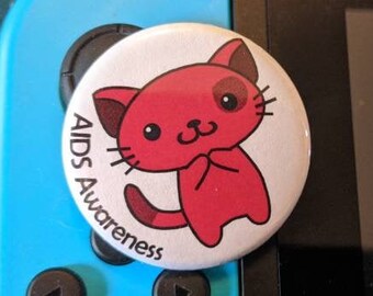 Kitties Fur a Cause: December - AIDs Awareness Button/Badge