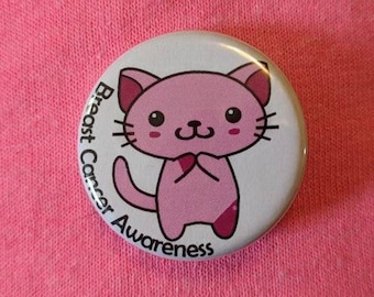 Kitties Fur a Cause: October - Breast Cancer Awareness Button/Badge