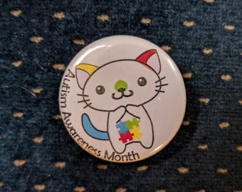 Kitties Fur a Cause: April - Autism Awareness Button/Badge