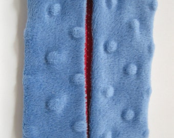 Mixed Fabric Blue and Red Pocket Tissue Cover with Tissues