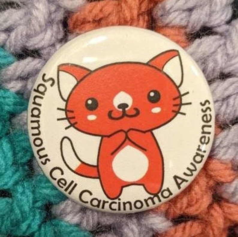 Kitties Fur a Cause: May Squamous Cell Carcinoma Awareness Button/Badge image 1