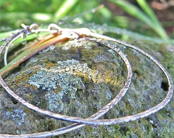 Outrageous, HUGE, Oxidized Silver Hoops