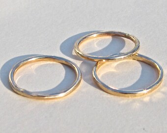 First Knuckle, Fingertip 14K Yellow or Rose Gold Filled Ring Set of Three,  Midi Style