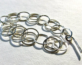 Hammered Silver Link Bracelet, Recycled .935 Silver Link Bracelet