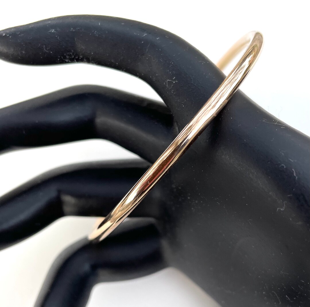 14K Gold Fill, Thick 8 Gauge Round Wire Bangle Etsy