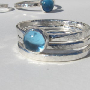Swiss Blue Topaz, Silver Stacking Ring, Blue Stacking Ring, Sterling ...