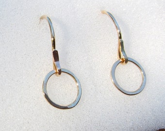 Minimalist GF Circles, GF Dangle Circles, Tiny Circle Earrings