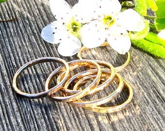 14K Gold Filled Stack Rings, Three GFRings, Hammered Gold Rings, Gold Stack Rings