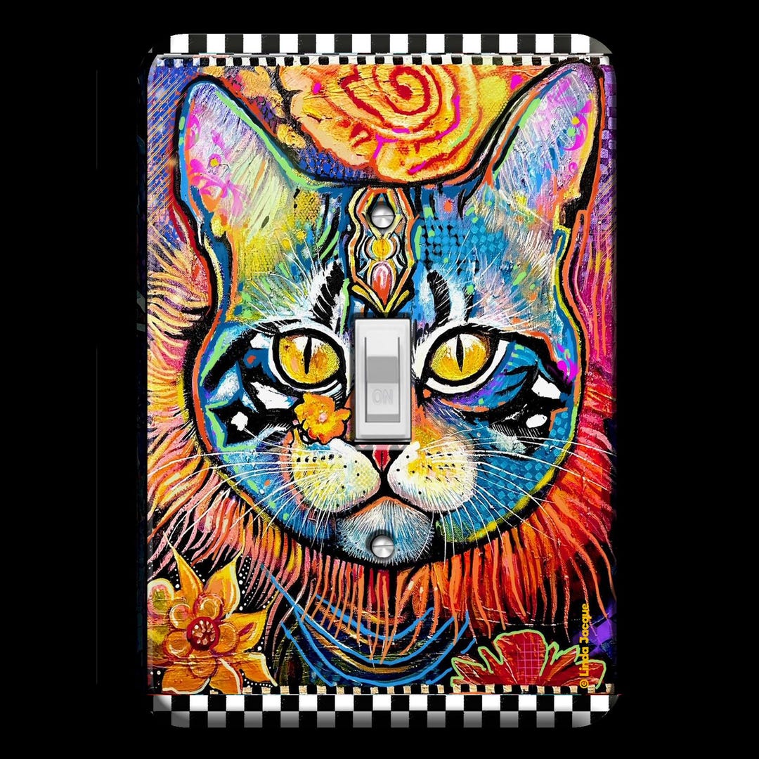 Single Light Switch Plate, Cat, Abstract, Switch Plate Cover, Toggle ...