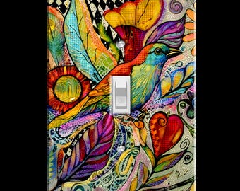 Single Light Switch Plate Cover birds
