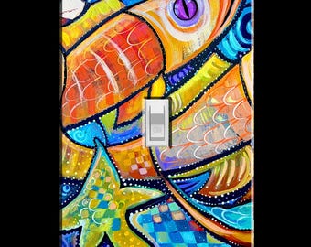 Single Light Switch Plate Cover Fish