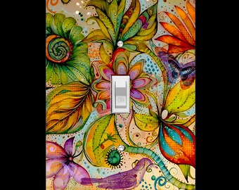Single Light Switch Plate Cover Floral Bird