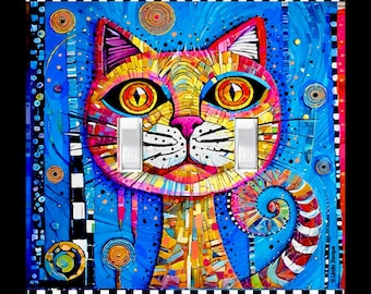 Double Lingle Light Switch Plate - Crazy Cat