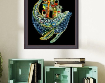Framed Animal ocean Assemblage Prints