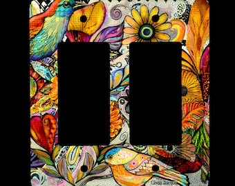 Double Light Switch Plate Cover Birds