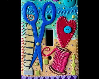 Sewing Polymer Clay Toggle Switch Plate Cover: Linda Jacque Art