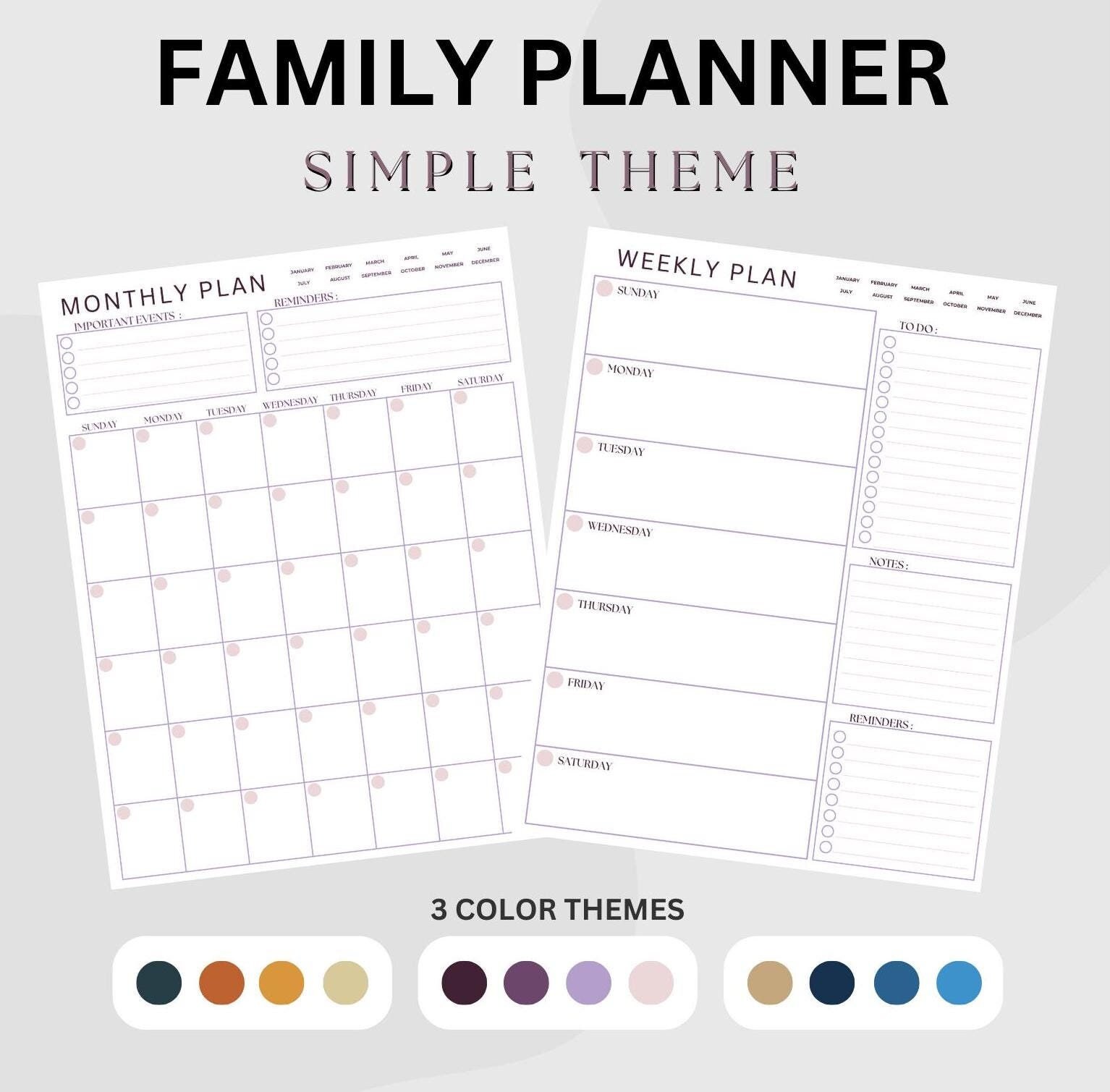Family Planner Monthly Organizer Weekly Family Planner Calendar ...