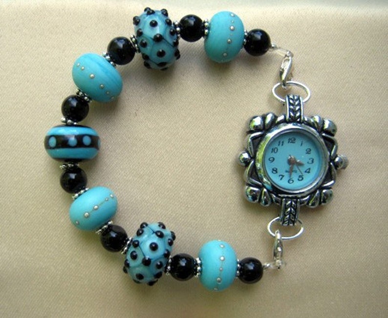 Watch and Beaded Interchangeable Bracelet Watch Band Lamp Work Beads Etsy