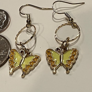 yellow butterfly earrings