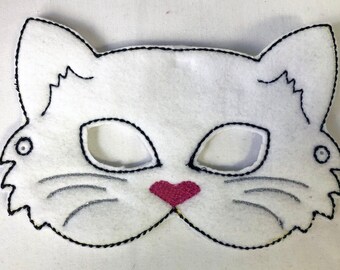 Children"s White Cat Felt Mask