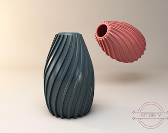 Curved Vase 3D Model: STL, OBJ, STEP Files (Digital Download)