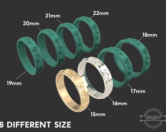 Snidad ring 3D-modell: Smyckesutskriftsfiler (digital nedladdning)