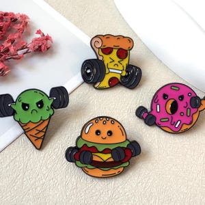 Fitness Enamel Pin / Gym Pin Badge / Lapel Pin / Collar Pin / Funny Enamel Pin Set / Birthday Gift for Her/Him