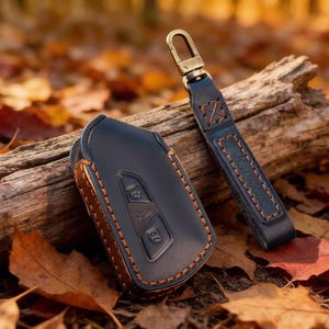 Personalized Leather Key Fob Cover For Volkswagen Golf Magotan Passat ID3 ID4 ... Leather Car Key Case with Keychain Hook, Gift For him