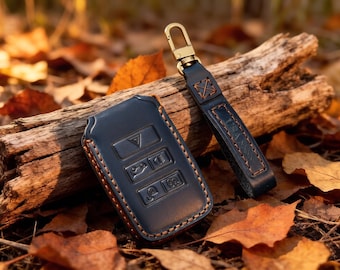 Personalized Leather Key Fob Cover For Land Rover Range Rover Evoque Discovery Sport ... Genuine Leather Car Key Case with Keychain Hook