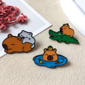 Lovely Capybara Enamel Pin / Cute Pin Badge / Lapel Pin / Collar Pin / Funny Enamel Pin Set / Birthday Gift for Her/Him