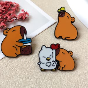 Adorable Capybara Enamel Pin / Cute Pin Badge / Lapel Pin / Collar Pin / Funny Enamel Pin Set / Birthday Gift for Her/Him