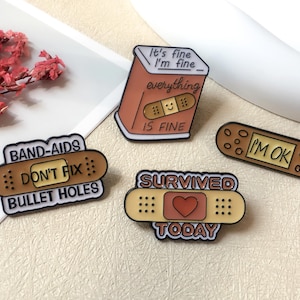 Band-aid Enamel Pin / Cute Pin Badge / Lapel Pin / Collar Pin / Funny Enamel Pin Set / Birthday Gift for Her/Him