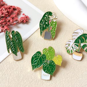 Potted Plant Enamel Pin / Cute Houseplant Pin Badge / Lapel Pin / Collar Pin / Funny Enamel Pin Set / Birthday Gift for Her/Him