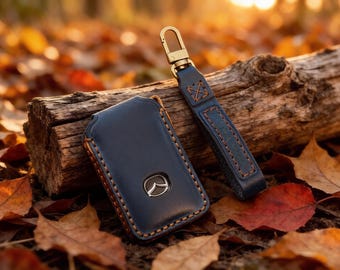 Personalized Leather Key Fob Cover For Mazda 2, Mazda 3, Mazda 6, CX Class ... Genuine Leather Car Key Case with Keychain Hook, Gift For him