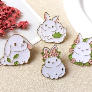 Adorable Rabbit Enamel Pin / Cute Pin Badge / Lapel Pin / Collar Pin / Funny Enamel Pin Set / Birthday Gift for Her/Him