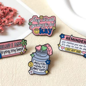 Mental Health Matters Enamel Pin / Positive Pin Badge / Lapel Pin / Collar Pin / Funny Enamel Pin Set / Birthday Gift for Her/Him