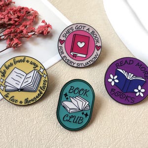 Book Lovers Enamel Pin / Bookworm Pin Badge / Lapel Pin / Collar Pin / Funny Enamel Pin Set / Birthday Gift for Her/Him