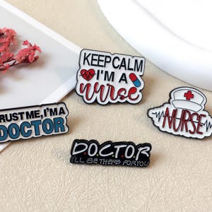Doctor and Nurse Enamel Pin / Medical Science Pin Badge / Lapel Pin / Collar Pin / Funny Enamel Pin Set / Birthday Gift for Her/Him