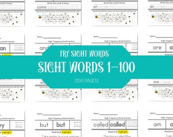 100 Fry Sight Word Worksheets | Digital Download | Printable Sight Word Activities for Early Readers | Read, Write & Find Sight Words